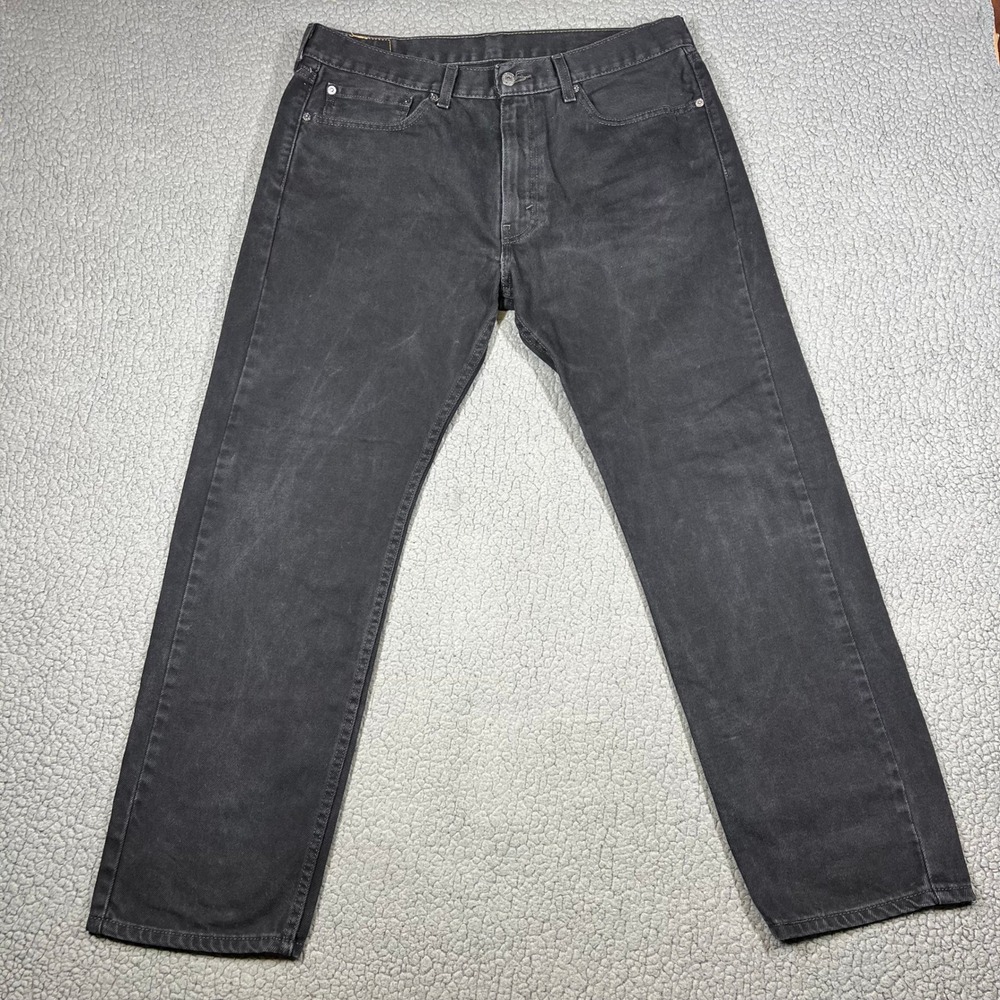 Levi's 505 Jeans Mens 36x30 Regular Fit Straight Leg Black Denim